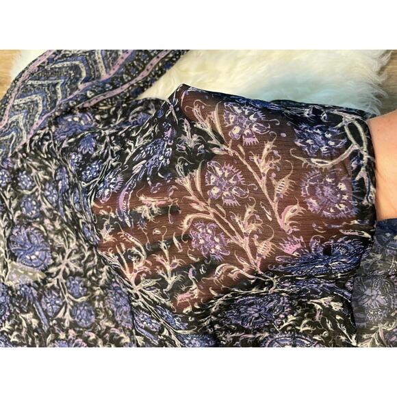 NWT Lucky Brand Live in Love Womens Sz Medium Sheer Blouse Boho Peasant - Picture 15 of 15